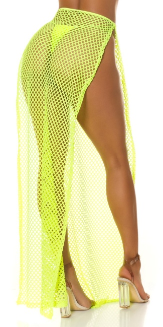 Hoge taille net maxi rok / cover-up groen